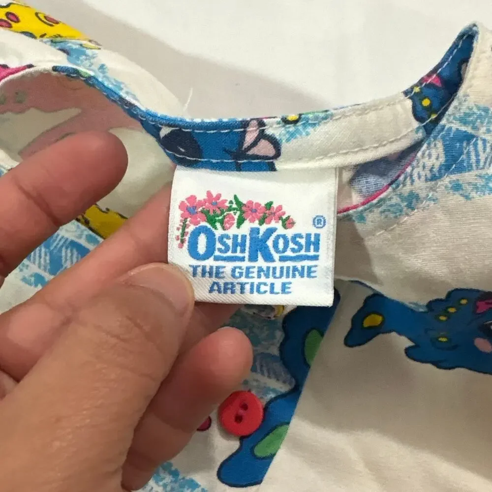 Vintage OshKosh B'gosh Baby 24M Fish Print Bubble Romper Retro Bright Rare